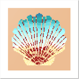 Modern Pixel Sea Clam Posters and Art